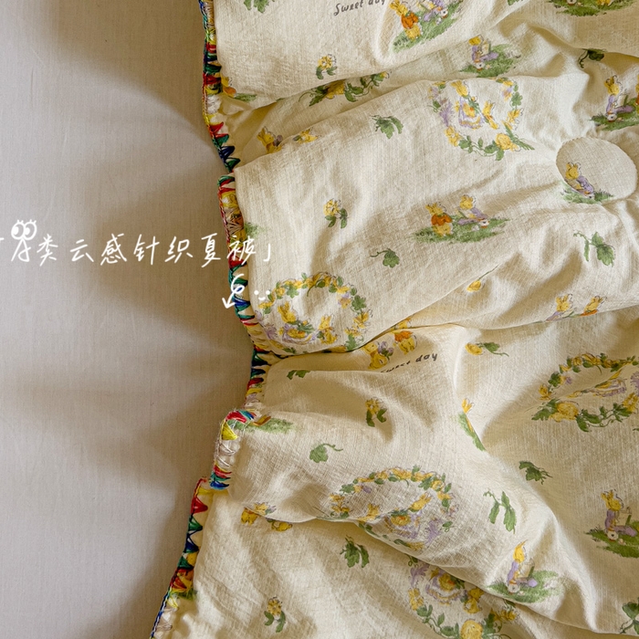 91家纺网 家纺一手货源 找家纺 （总）Mata蔓塔家 2025新款云感针织双层纱彩色贝壳边夏被夏凉被空调被(有买家秀）