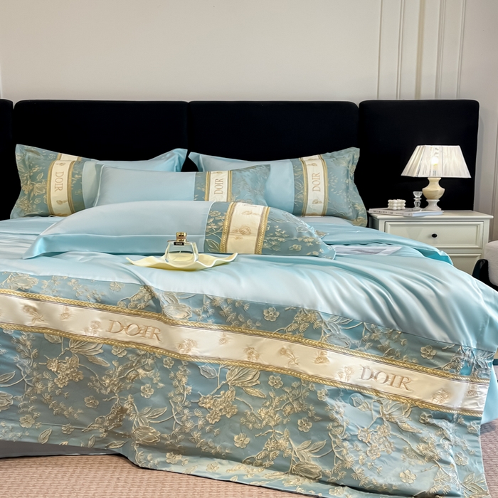 91家纺网 家纺一手货源 找家纺 （总）帝王家纺 2025新款浮雕刺绣水洗天丝真丝夏被四件套冰丝三件套夏季直播