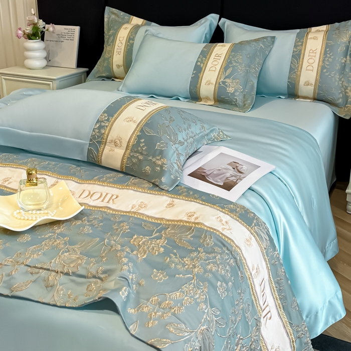 91家纺网 家纺一手货源 找家纺 （总）帝王家纺 2025新款浮雕刺绣水洗天丝真丝夏被四件套冰丝三件套夏季直播