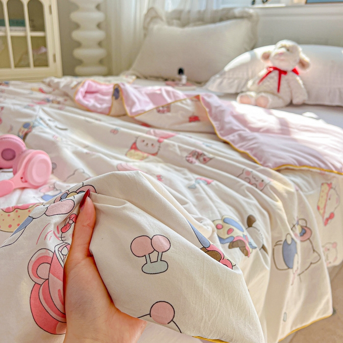 91家纺网 家纺一手货源 找家纺 Mata蔓塔家 2025春夏新款印花水洗双层纱单夏被夏凉被空调被（有买家秀） 奶猫