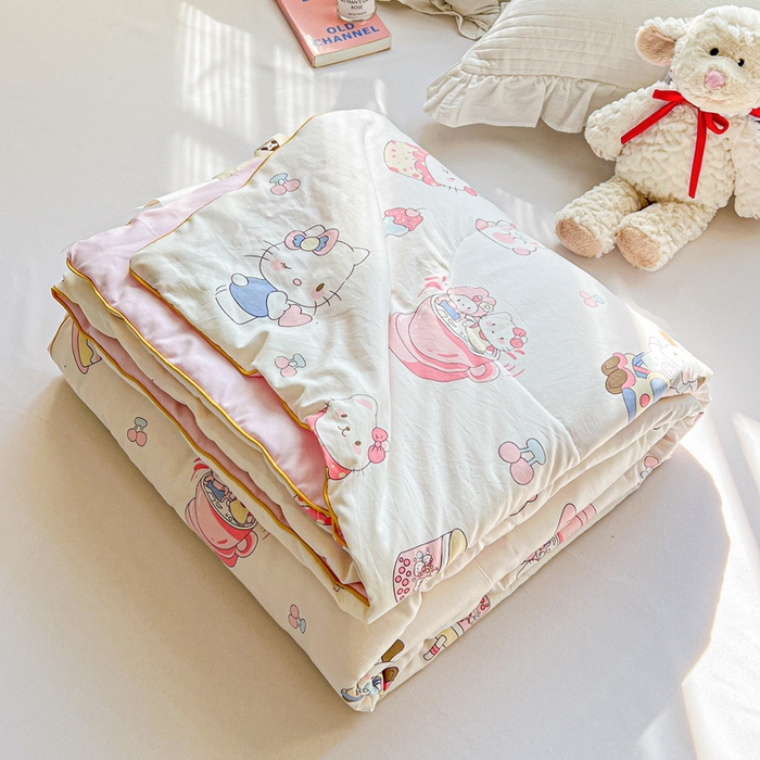 91家纺网 家纺一手货源 找家纺 Mata蔓塔家 2025春夏新款印花水洗双层纱单夏被夏凉被空调被（有买家秀） 奶猫