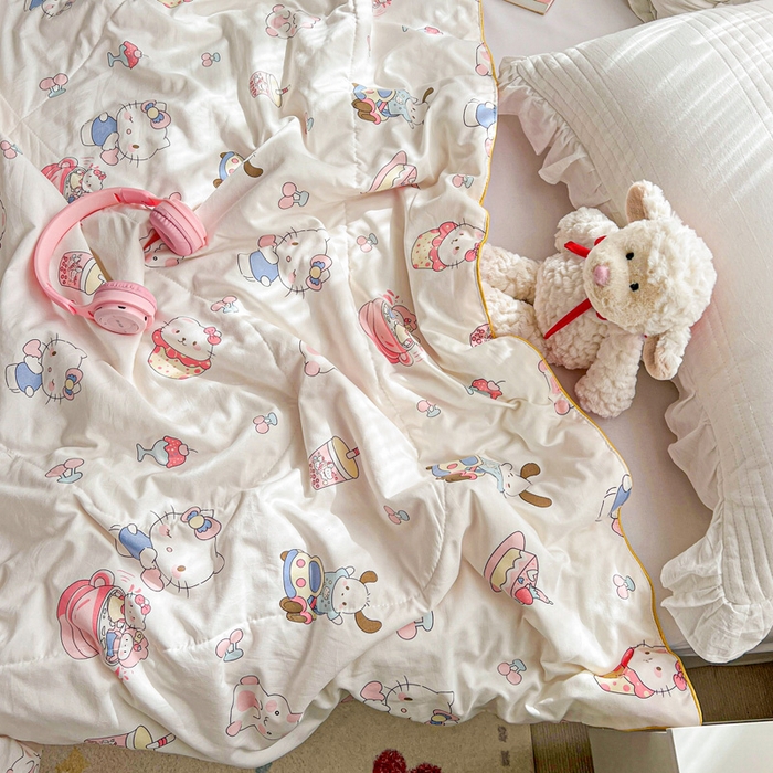 91家纺网 家纺一手货源 找家纺 Mata蔓塔家 2025春夏新款印花水洗双层纱单夏被夏凉被空调被（有买家秀） 奶猫