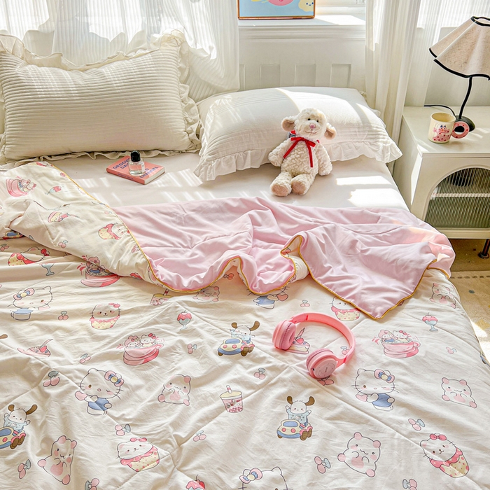 91家纺网 家纺一手货源 找家纺 Mata蔓塔家 2025春夏新款印花水洗双层纱单夏被夏凉被空调被（有买家秀） 奶猫