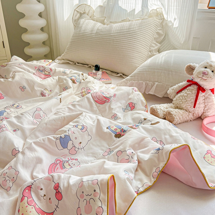 91家纺网 家纺一手货源 找家纺 Mata蔓塔家 2025春夏新款印花水洗双层纱单夏被夏凉被空调被（有买家秀） 奶猫