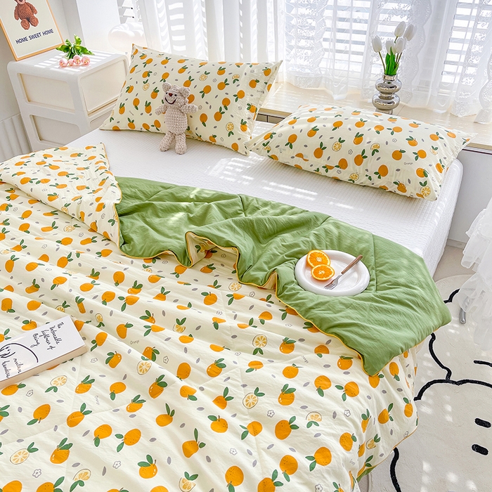 91家纺网 家纺一手货源 找家纺 Mata蔓塔家 2025春夏新款印花水洗双层纱单夏被夏凉被空调被（有买家秀） 小橘子