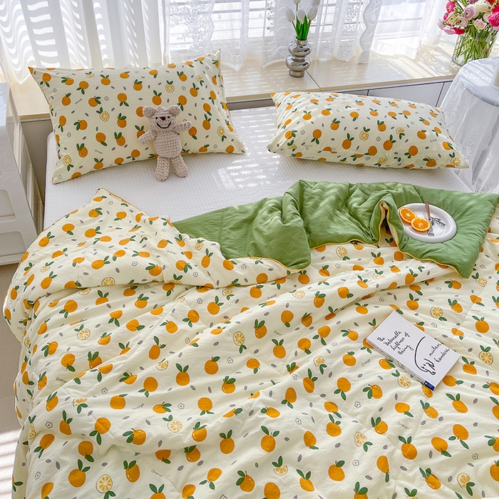 91家纺网 家纺一手货源 找家纺 Mata蔓塔家 2025春夏新款印花水洗双层纱单夏被夏凉被空调被（有买家秀） 小橘子