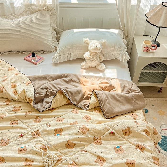 91家纺网 家纺一手货源 找家纺 Mata蔓塔家 2025春夏新款印花水洗双层纱单夏被夏凉被空调被（有买家秀） 奥利奥小熊