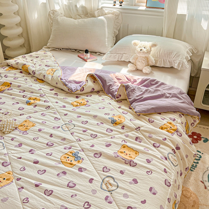 91家纺网 家纺一手货源 找家纺 Mata蔓塔家 2025春夏新款印花水洗双层纱单夏被夏凉被空调被（有买家秀） 黄油小熊