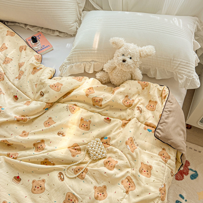 91家纺网 家纺一手货源 找家纺 Mata蔓塔家 2025春夏新款印花水洗双层纱单夏被夏凉被空调被（有买家秀） 奥利奥小熊