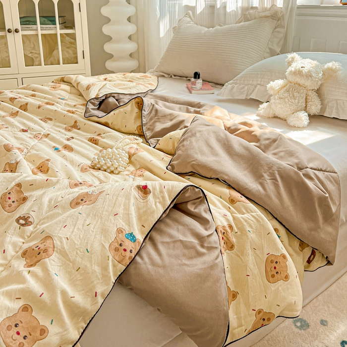 91家纺网 家纺一手货源 找家纺 Mata蔓塔家 2025春夏新款印花水洗双层纱单夏被夏凉被空调被（有买家秀） 奥利奥小熊