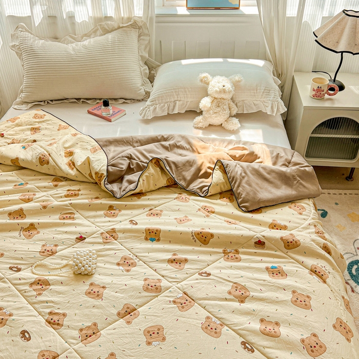 91家纺网 家纺一手货源 找家纺 Mata蔓塔家 2025春夏新款印花水洗双层纱单夏被夏凉被空调被（有买家秀） 奥利奥小熊