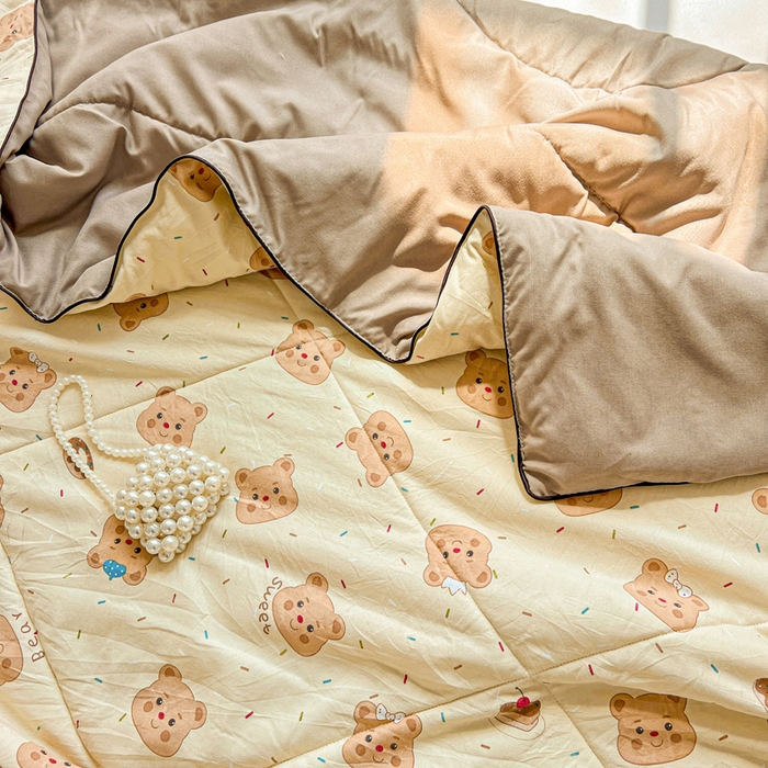 91家纺网 家纺一手货源 找家纺 Mata蔓塔家 2025春夏新款印花水洗双层纱单夏被夏凉被空调被（有买家秀） 奥利奥小熊