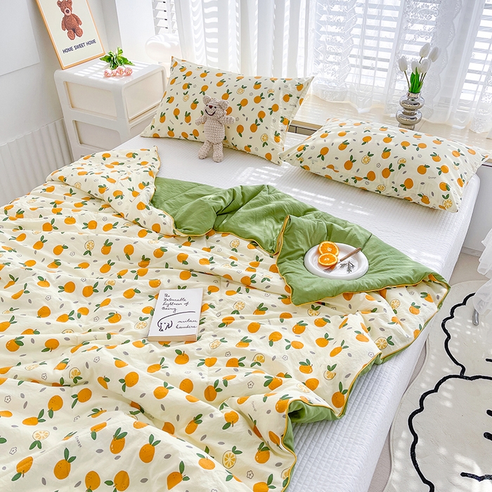 91家纺网 家纺一手货源 找家纺 Mata蔓塔家 2025春夏新款印花水洗双层纱单夏被夏凉被空调被（有买家秀） 小橘子