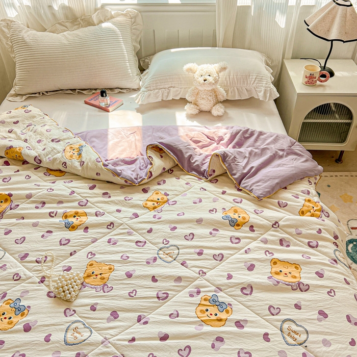 91家纺网 家纺一手货源 找家纺 Mata蔓塔家 2025春夏新款印花水洗双层纱单夏被夏凉被空调被（有买家秀） 黄油小熊