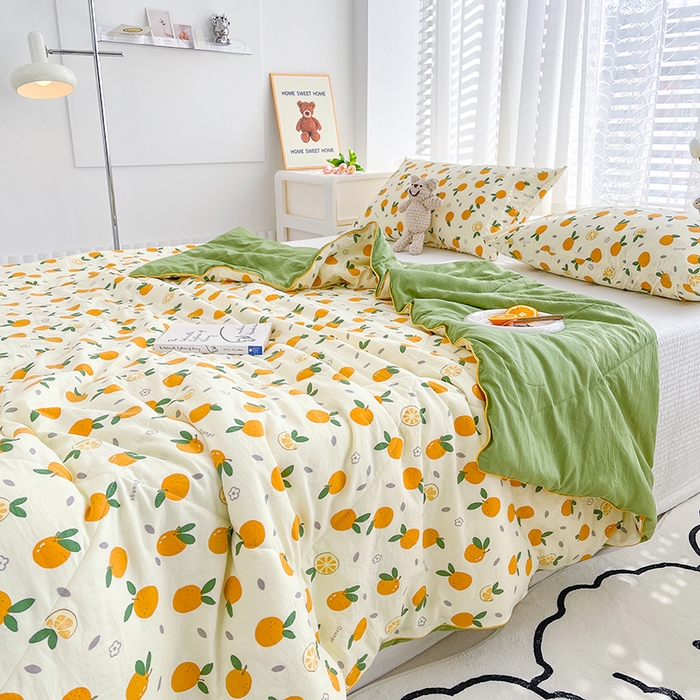 91家纺网 家纺一手货源 找家纺 Mata蔓塔家 2025春夏新款印花水洗双层纱单夏被夏凉被空调被（有买家秀） 小橘子