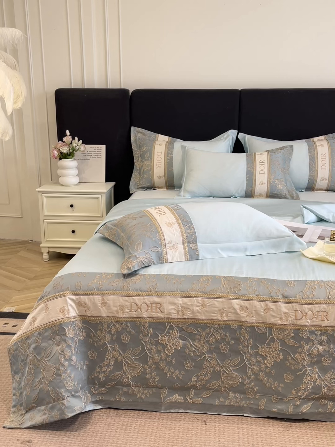 91家纺网 家纺一手货源 找家纺 （总）帝王家纺 2025新款浮雕刺绣水洗天丝真丝夏被四件套冰丝三件套夏季直播