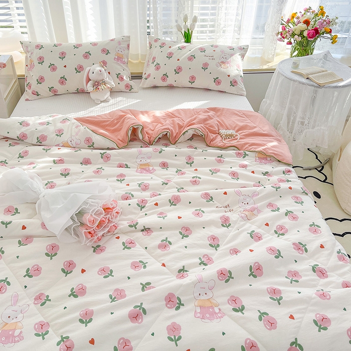 91家纺网 家纺一手货源 找家纺 Mata蔓塔家 2025春夏新款印花水洗双层纱单夏被夏凉被空调被（有买家秀） 曼塔玫瑰