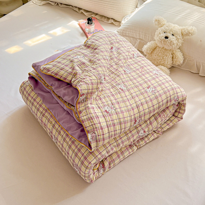 91家纺网 家纺一手货源 找家纺 Mata蔓塔家 2025春夏新款印花水洗双层纱单夏被夏凉被空调被（有买家秀） 格裙KT