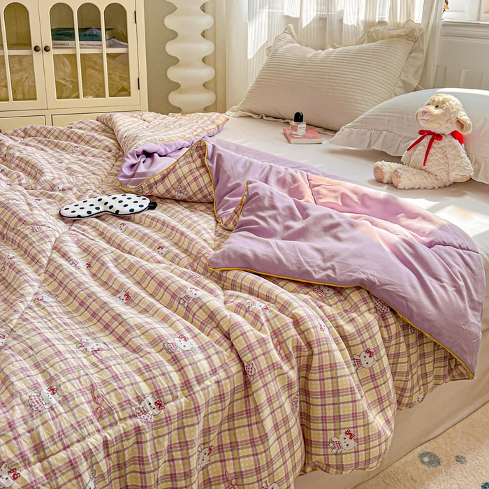 91家纺网 家纺一手货源 找家纺 Mata蔓塔家 2025春夏新款印花水洗双层纱单夏被夏凉被空调被（有买家秀） 格裙KT