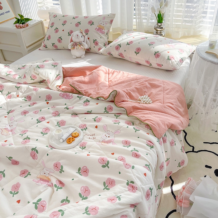 91家纺网 家纺一手货源 找家纺 Mata蔓塔家 2025春夏新款印花水洗双层纱单夏被夏凉被空调被（有买家秀） 曼塔玫瑰