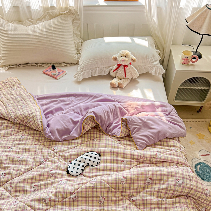 91家纺网 家纺一手货源 找家纺 Mata蔓塔家 2025春夏新款印花水洗双层纱单夏被夏凉被空调被（有买家秀） 格裙KT