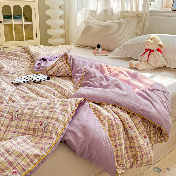 91家纺网 家纺一手货源 找家纺 Mata蔓塔家 2025春夏新款印花水洗双层纱单夏被夏凉被空调被（有买家秀） 格裙KT