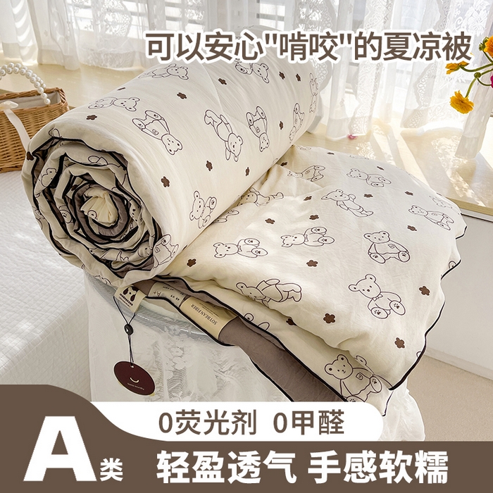 91家纺网 家纺一手货源 找家纺 Mata蔓塔家 2025春夏新款印花水洗双层纱单夏被夏凉被空调被（有买家秀） 小熊院长,小熊院长