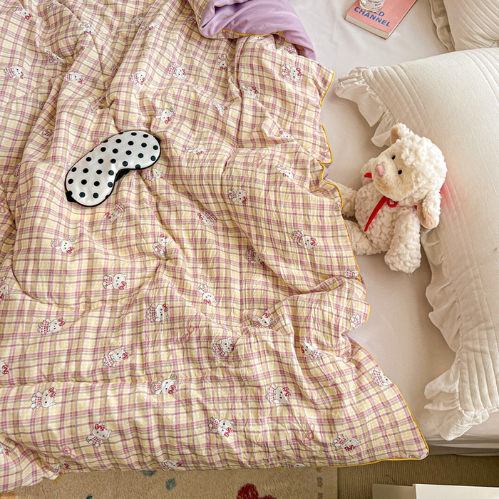 91家纺网 家纺一手货源 找家纺 Mata蔓塔家 2025春夏新款印花水洗双层纱单夏被夏凉被空调被（有买家秀） 格裙KT