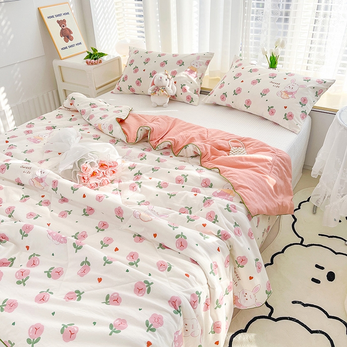 91家纺网 家纺一手货源 找家纺 Mata蔓塔家 2025春夏新款印花水洗双层纱单夏被夏凉被空调被（有买家秀） 曼塔玫瑰