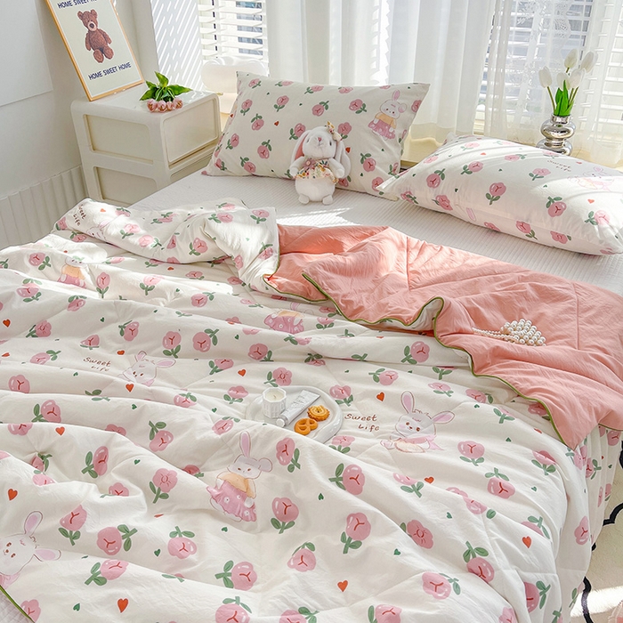 91家纺网 家纺一手货源 找家纺 Mata蔓塔家 2025春夏新款印花水洗双层纱单夏被夏凉被空调被（有买家秀） 曼塔玫瑰