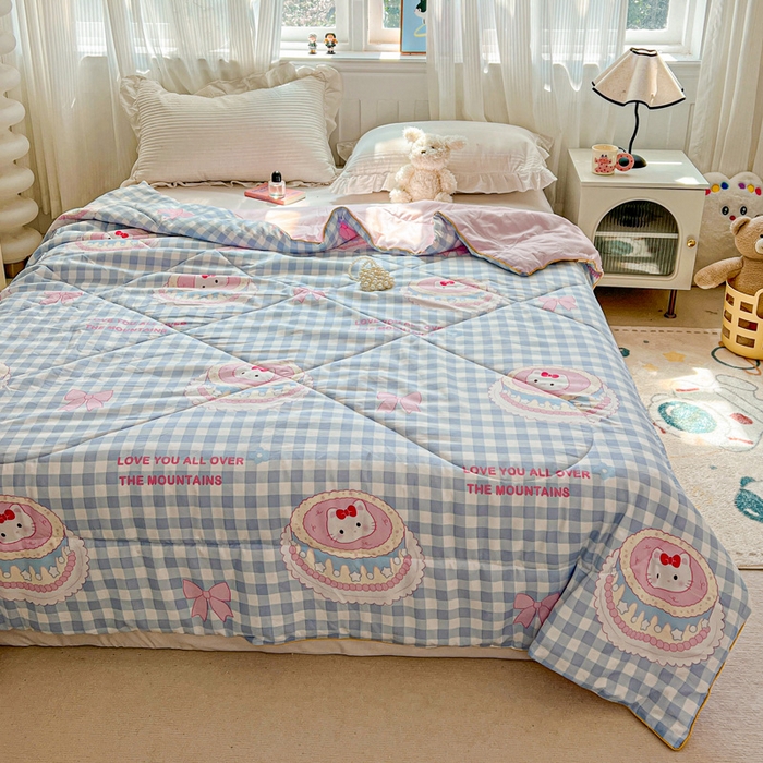 91家纺网 家纺一手货源 找家纺 Mata蔓塔家 2025春夏新款印花水洗双层纱单夏被夏凉被空调被（有买家秀） 蛋糕KT