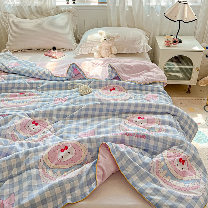 91家纺网 家纺一手货源 找家纺 Mata蔓塔家 2025春夏新款印花水洗双层纱单夏被夏凉被空调被（有买家秀） 蛋糕KT