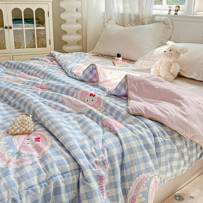 91家纺网 家纺一手货源 找家纺 Mata蔓塔家 2025春夏新款印花水洗双层纱单夏被夏凉被空调被（有买家秀） 蛋糕KT