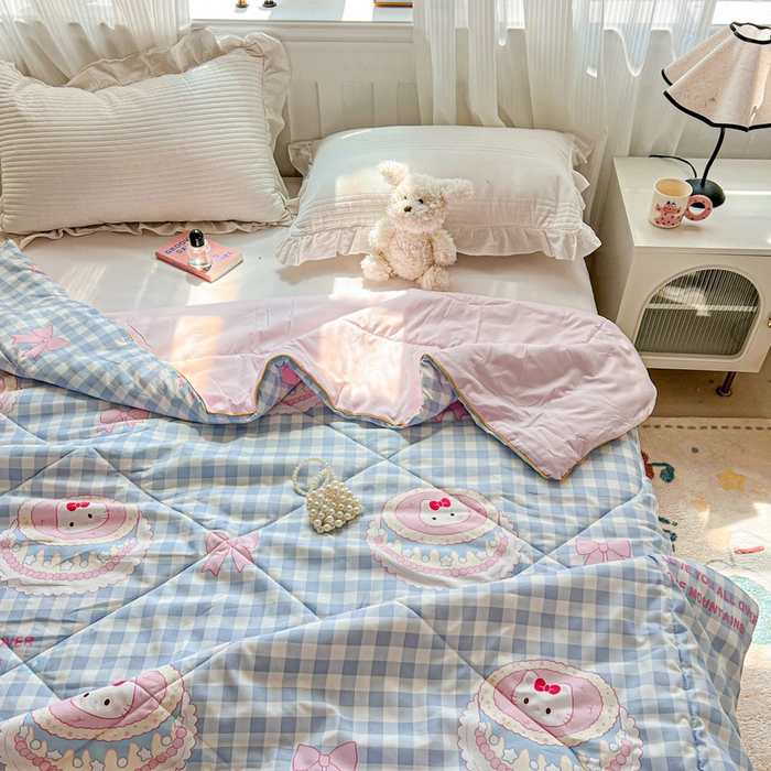 91家纺网 家纺一手货源 找家纺 Mata蔓塔家 2025春夏新款印花水洗双层纱单夏被夏凉被空调被（有买家秀） 蛋糕KT