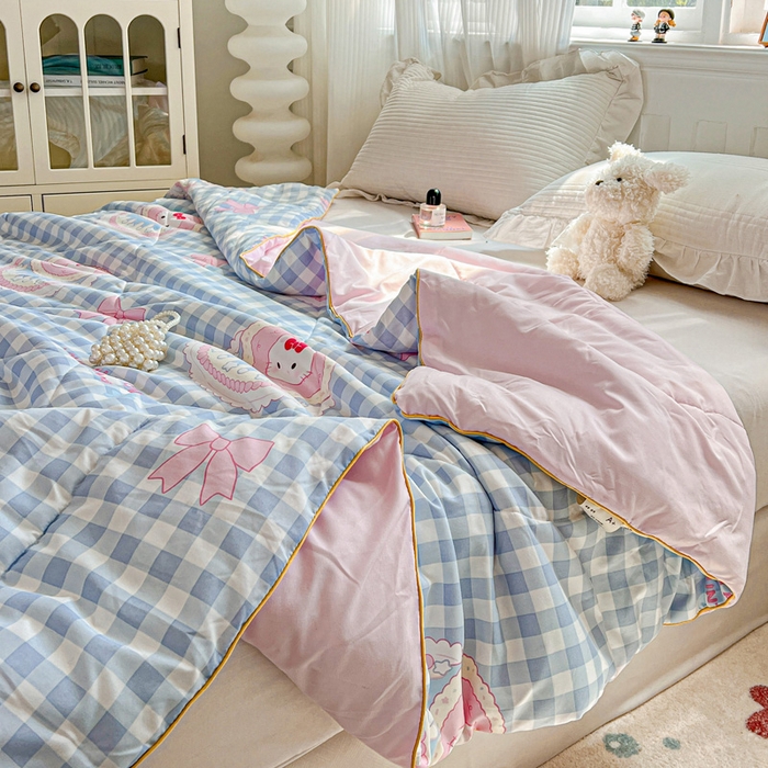 91家纺网 家纺一手货源 找家纺 Mata蔓塔家 2025春夏新款印花水洗双层纱单夏被夏凉被空调被（有买家秀） 蛋糕KT