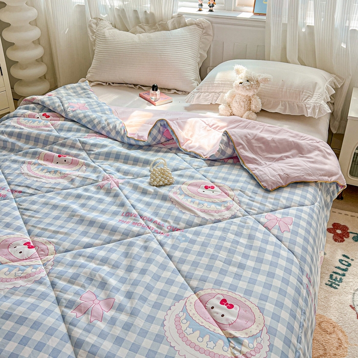 91家纺网 家纺一手货源 找家纺 Mata蔓塔家 2025春夏新款印花水洗双层纱单夏被夏凉被空调被（有买家秀） 蛋糕KT