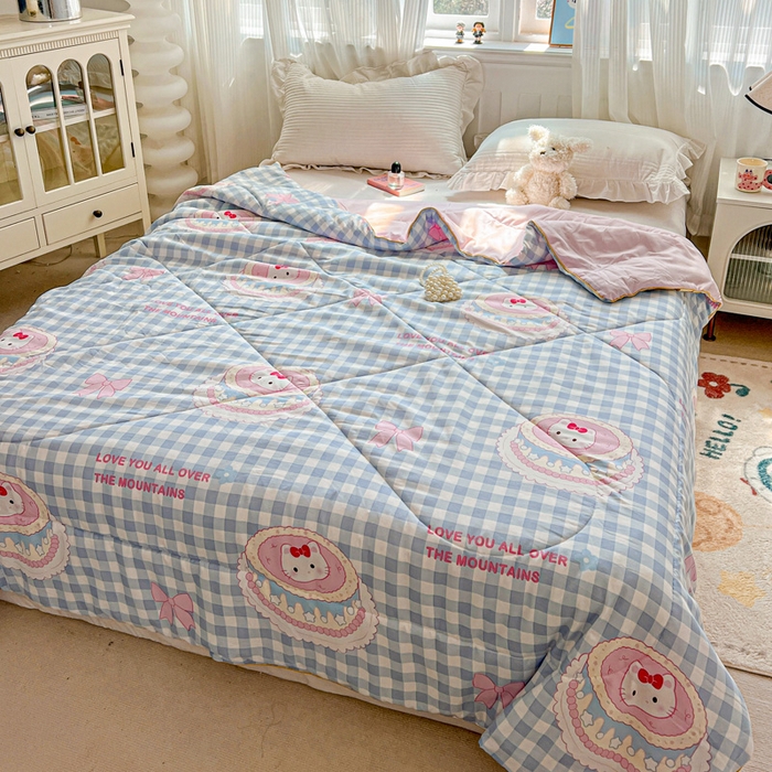 91家纺网 家纺一手货源 找家纺 Mata蔓塔家 2025春夏新款印花水洗双层纱单夏被夏凉被空调被（有买家秀） 蛋糕KT