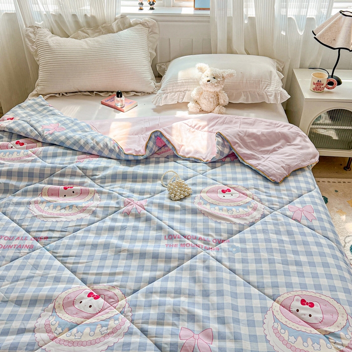 91家纺网 家纺一手货源 找家纺 Mata蔓塔家 2025春夏新款印花水洗双层纱单夏被夏凉被空调被（有买家秀） 蛋糕KT