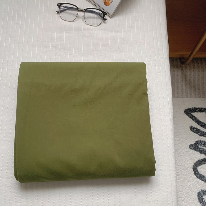 柚可家居 2025新款40支色织水洗棉单被套 橄榄绿