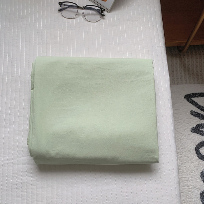 柚可家居 2025新款40支色织水洗棉单被套 果绿