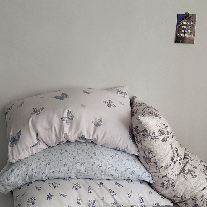 91家纺网 家纺一手货源 找家纺 柚可家居 2025新款双层纱印花单枕套 林间雾（双层纱单枕套）