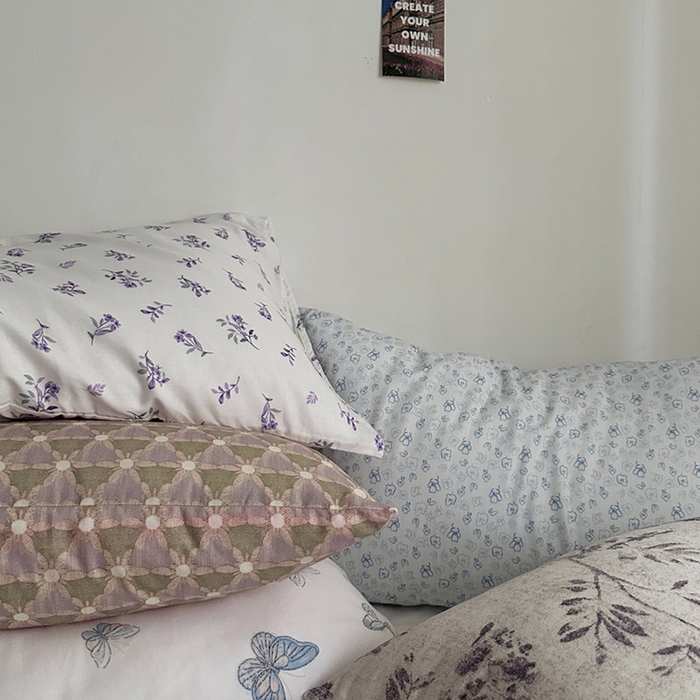 91家纺网 家纺一手货源 找家纺 柚可家居 2025新款双层纱印花单枕套 七日春信（双层纱单枕套）