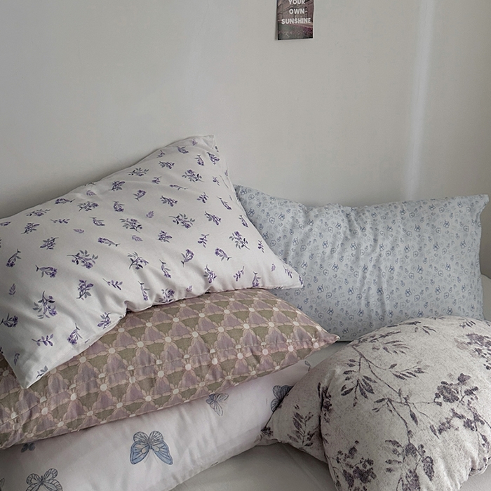 91家纺网 家纺一手货源 找家纺 柚可家居 2025新款双层纱印花单枕套 七日春信（双层纱单枕套）