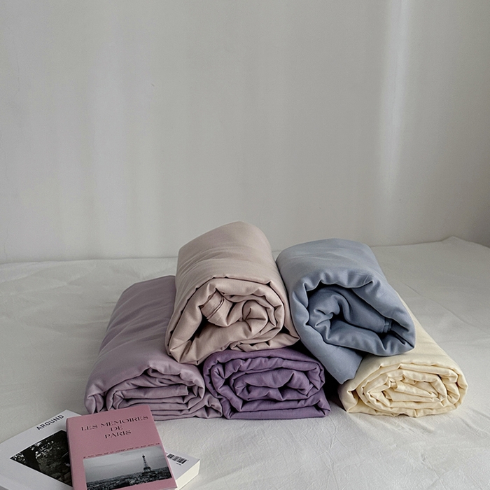 91家纺网 家纺一手货源 找家纺 柚可家居 2025新款双层纱单床单单床笠 米黄色