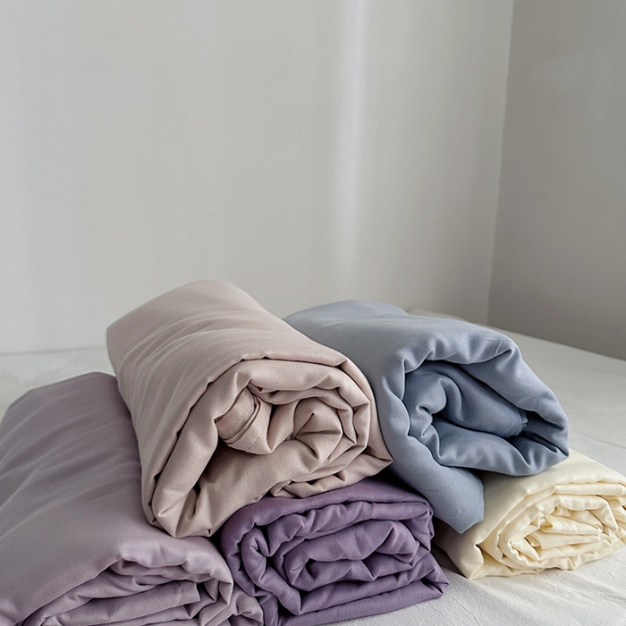 91家纺网 家纺一手货源 找家纺 柚可家居 2025新款双层纱单床单单床笠 米黄色