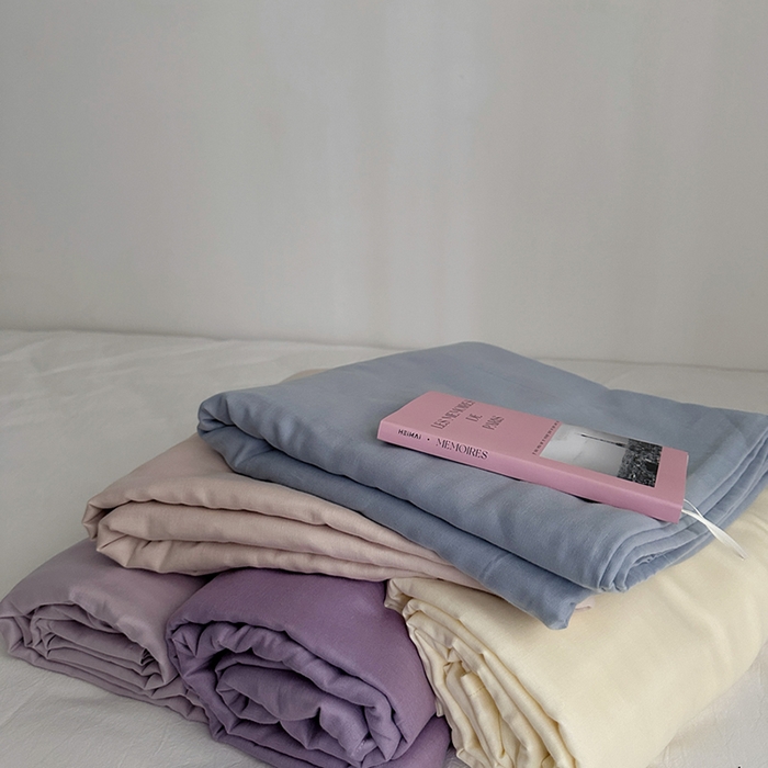 91家纺网 家纺一手货源 找家纺 柚可家居 2025新款双层纱单床单单床笠 米黄色