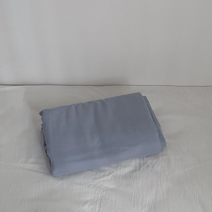 91家纺网 家纺一手货源 找家纺 柚可家居 2025新款双层纱单床单单床笠 浅蓝色