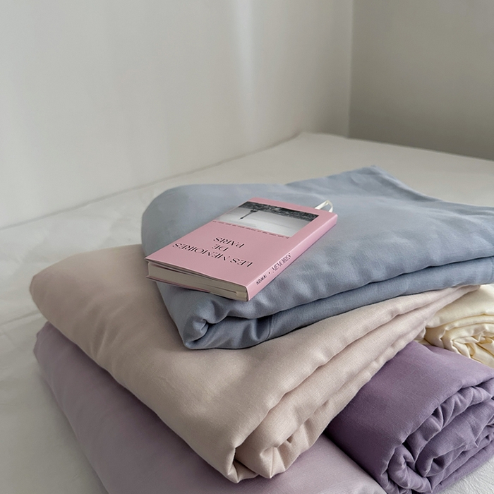 91家纺网 家纺一手货源 找家纺 柚可家居 2025新款双层纱单床单单床笠 紫罗兰