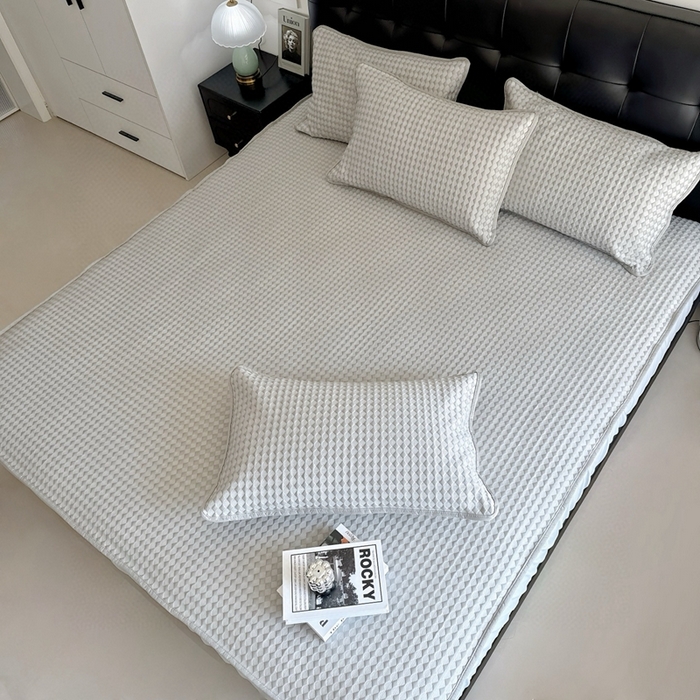 91家纺网 家纺一手货源 找家纺 兜米2025新款菱形格床笠凉席 菱形格灰