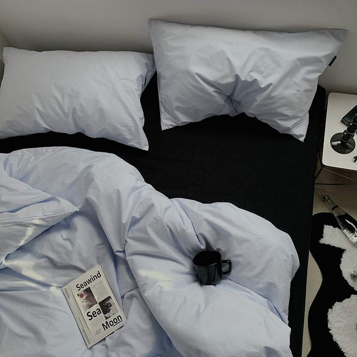 91家纺网 家纺一手货源 找家纺 （总）柚可家居 2025新款亲肤舒适40支数码四件套-淡蓝孤岛